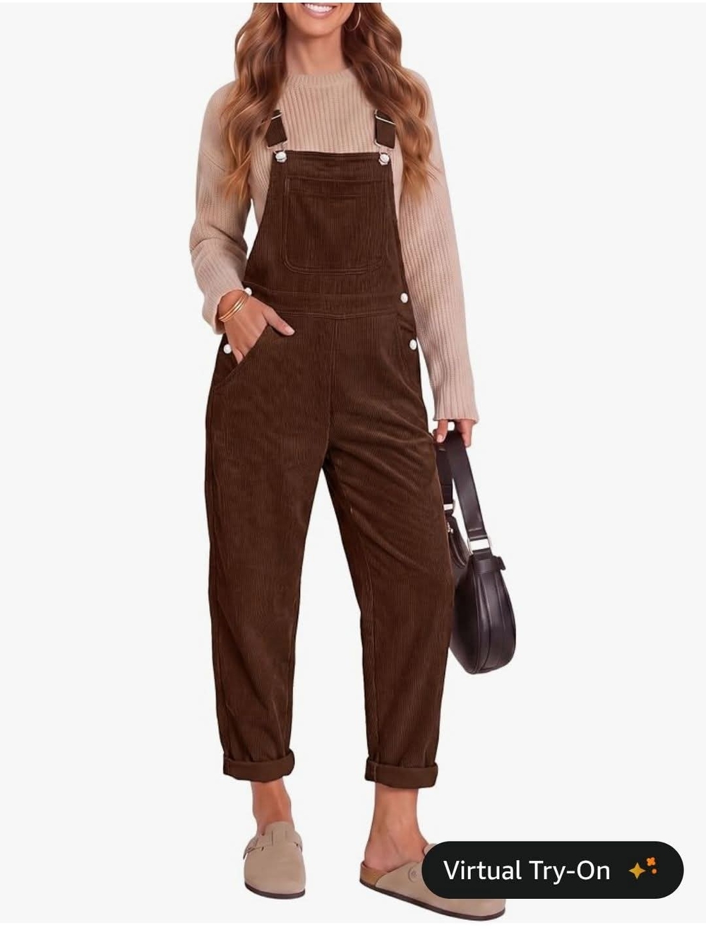 Brown Corduroy Overalls Jumpsuit - Women